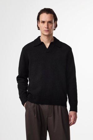 NN.07 Hope Polo Herren Schwarz Wolle