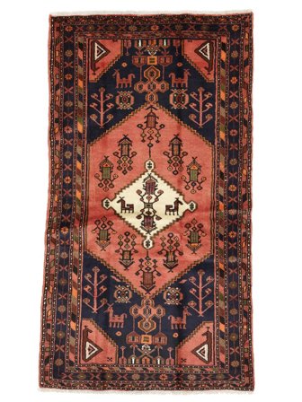 Hamadan Rug 100X185 Black/Dark Red Wool, Persia