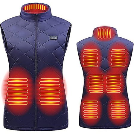 Oppvarmet vest for kvinner, oppvarmende kvinners oppvarmede vest elektrisk oppvarmingsvest marineblå