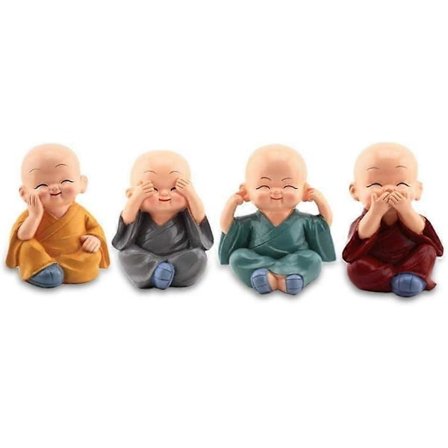 Bitande Munk Buddha Figurin, Söta Munk Figurer Liten Hartsstaty Heminredning Julklapp Bord D
