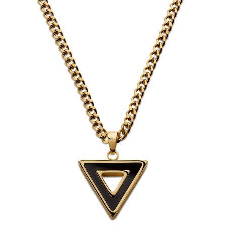 Cruz | Gold-Tone Black Onyx Triangle Necklace for Men - Steel necklaces