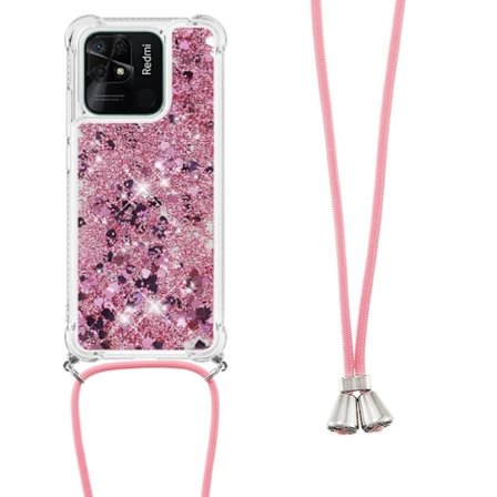 SKALO Xiaomi Redmi 10C Kvicksand Glitter Mobile Collar - Rosa guld