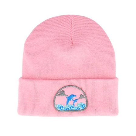 Iconic - Rosa cuff Beanie - Dolphin On Waves Patch Pink Beanie @ Hatstore