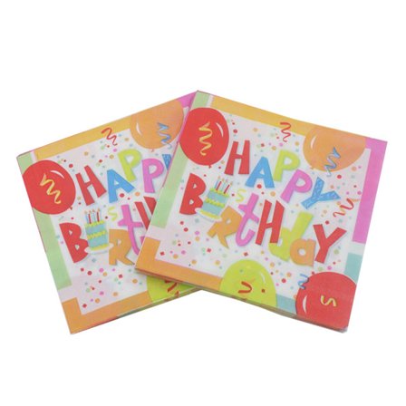 Set med 40 fargerike papirservietter - Trykte og fargerike bursdagsservietter, DIY, origami, for gastronomi, bursdag, bryllup, borddekorasjon, familie