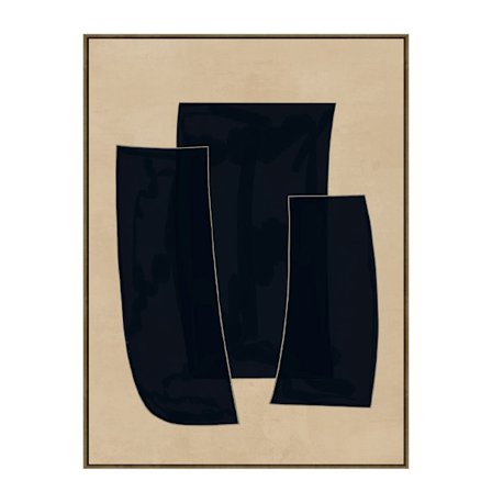 Lærredskunst med ramme, 90x120 cm, beige og sort