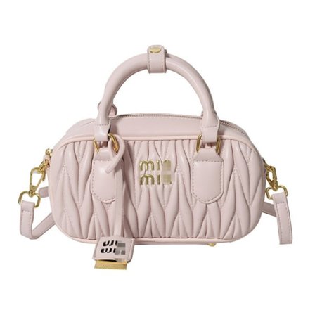 Trendig plisserad bowlingväska för damer, elegant axelremsväska