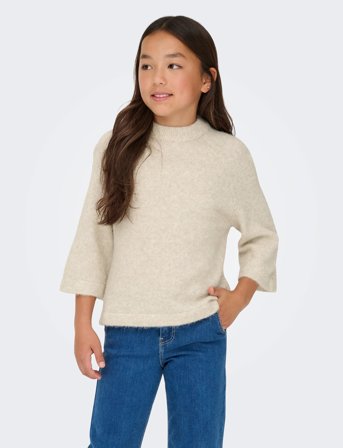 Kids Only Kogedena Life 4/5 Sleeve O-Neck Knt - Cream - 134-140