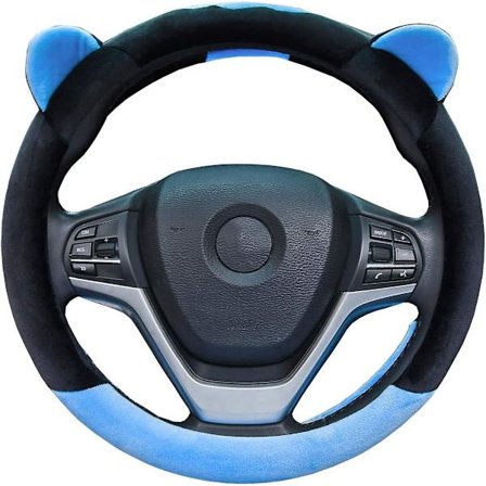 Sødt Vintervarmt Plys Ratdæksel til Kvinder, Kort Plys, Universal 15 tommer Bil A