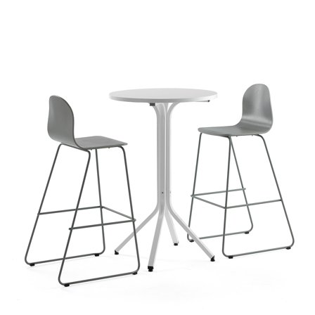 Möbelset VARIOUS + GANDER, Tisch und 2 Barstühle, graugrün