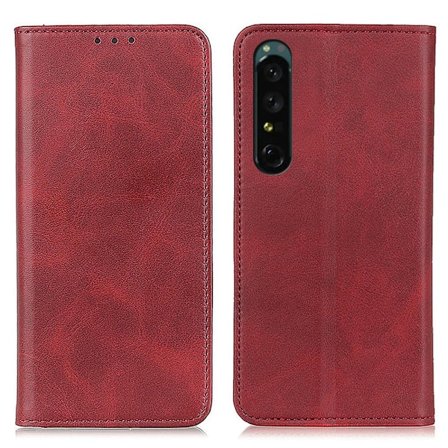 Sony Xperia 1 V Fodral Flip Split Läder Röd