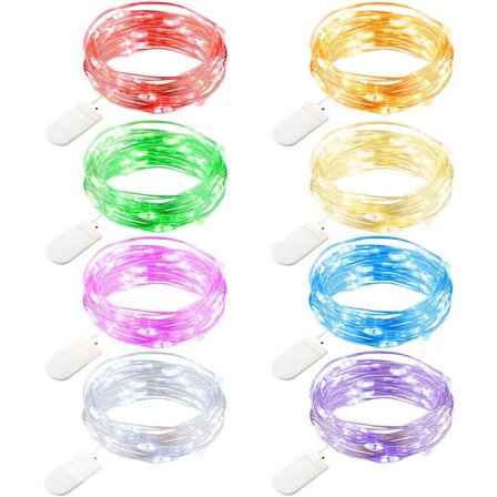 8 Pakke 2,2 m 20 LED Batteridrevne Lyslenker Mini Kobber