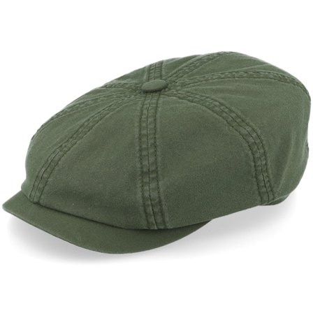 Stetson - Groen flatcap Cap - Hatteras Delave Organic Cotton Forest Green Flat Cap @ Hatstore