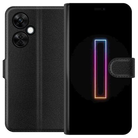 Kompatibelt Lommeboketui til OnePlus OnePlus Nord CE3 Minimalistisk neonbokstav I i regnbuefarger mot mørk bakgrunn