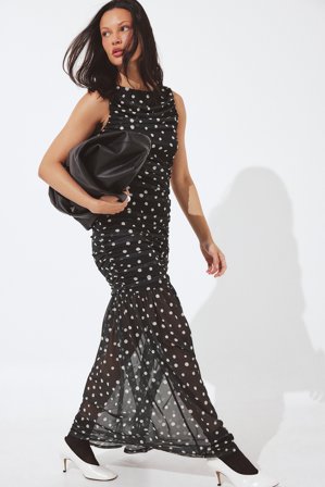 NA-KD ärmelloses drapiertes Midikleid - Drapierte Kleider - Dotted - XS (EU 32)