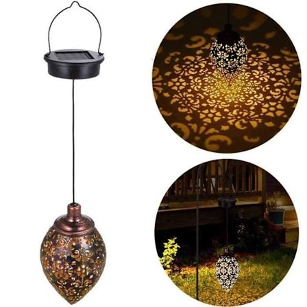 Riippuvat aurinkokennovalot, aurinko LED -lyhty puutarhaan, riippuva ulkokäyttöön tarkoitettu vedenpitävä metallivalaisin.