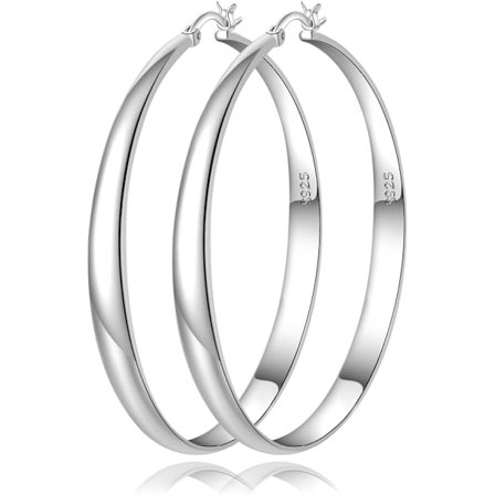 Sølv Hoop Øredobber for Kvinner Hypoallergeniske 925 Sterling Sølv Hoop Øredobber Kvinner Chunky Sølv Hoop Øredobber 70mm