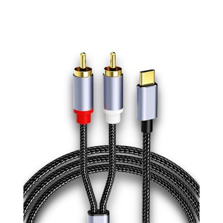USB C til 2RCA lydkabel, Type-C til 2RCA han til han Y-RCA splitter, 2RCA jack USB-C lydkabel til smartphone, etc., 6,6ft