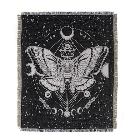 1 stk 160x130cm Svart og hvitt sommerfugl rutete teppe strikket