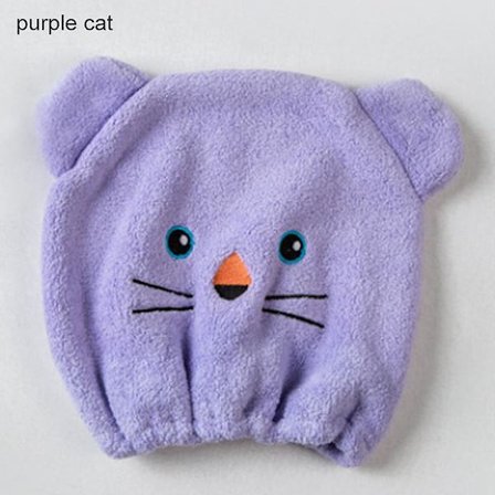 Söt tecknad duschmössa i korallfleece, turban för hår, badmössa, bärbar, för kvinnor, torkar håret snabbt, omslagshandduk, 1 st