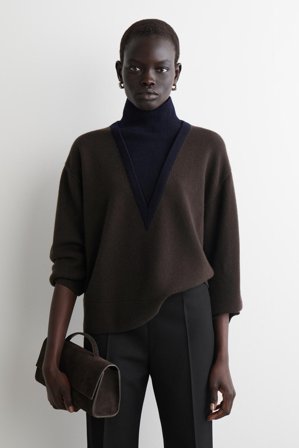 COS Frauen Pullover Aus Merinowolle Mit Hohem Kragen in Braun