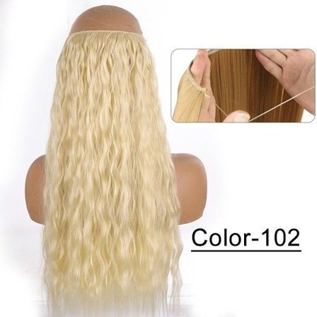 Syntetisk Naturlig Syntetisk Halo Hair Extensions Ingen Clip In Kunstig Fake Ombre Blond Brun Sort Pink Bølget Falsk Hair Piece