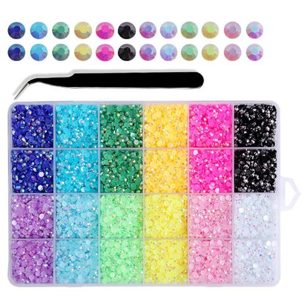 (Farger) 12 Glitrende Farger Nail Art Krystaller - Nail Art, Nail Art Krystaller, Blandede Størrelser, Diamant Nail Dekorasjoner Blanke Fargerike 