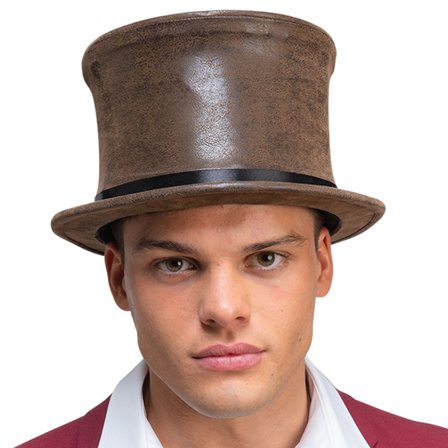 Hög Hatt i Brun Fuskmocka