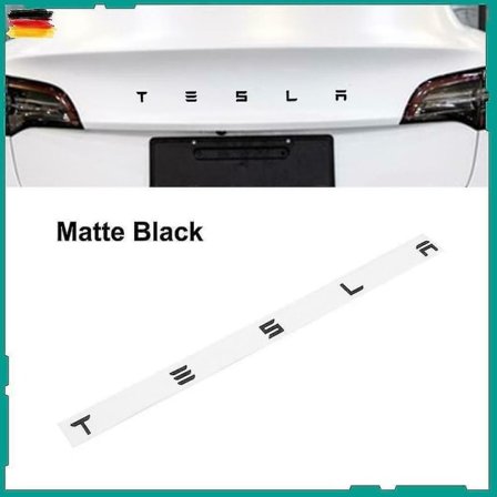 3D Mat Sort Tesla Bagklap Emblem - Specialdesignet Bilemblem til Tesla Model S/X/Y
