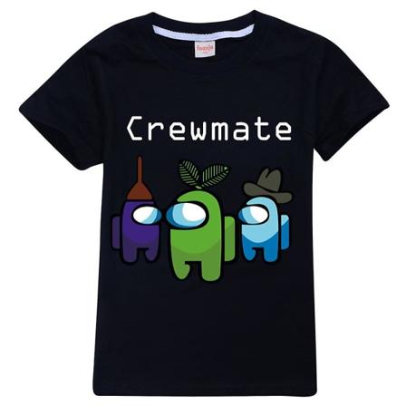 Among Us Spel Barn Pojke Flicka Kortärmad Crewmate T-shirt Tee Shirt Sommar Casual Toppar Black 13-14 Years