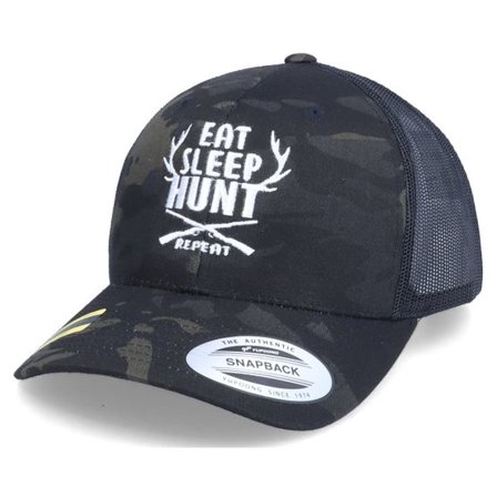 Hunter - Camo trucker Keps - Eat Sleep Hunt Repeat Logo Black Camo Trucker @ Hatstore