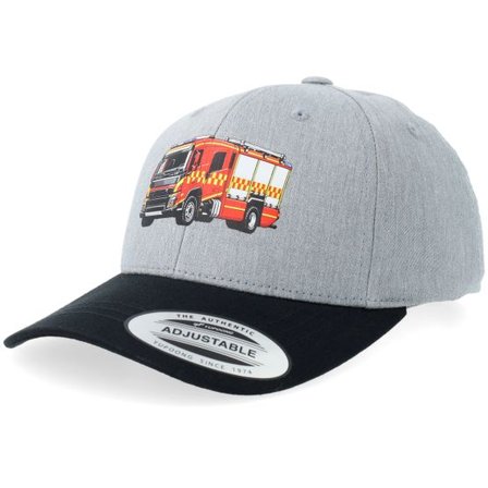 Kiddo Cap - Grå adjustable Keps - Kids Fire Truck Print Firetruck Print Heather Grey/Black Adjustable @ Hatstore