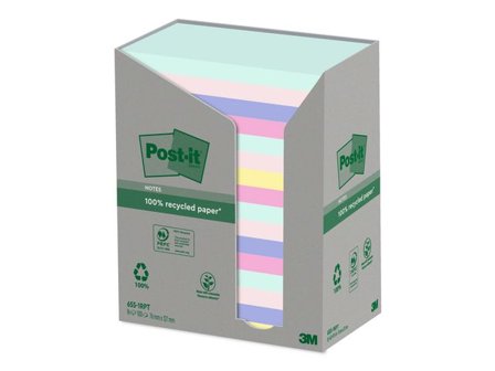 POST-IT Notes 100% recycled 76x127mm sorterade färger 16/fp - Lyreco - Kontorsmaterial - Notes och Post-It - Notes - Färgade