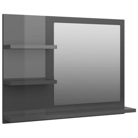 Vidaxl Badrumsspegel Grå Högglans 60x10,5x45 Cm Konstruerat Trä Grå