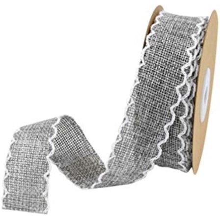 Exceart 10 Yards Bomulds Linned Bånd Rulle Blonde Håndværksbånd Kant til Bryllupsfest Midterstykke DIY Gave Blomsterindpakning (Grå)