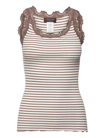 Silk Top W/ Lace T-shirts & Tops Sleeveless Multi/mønstret Rosemunde*Betinget Tilbud