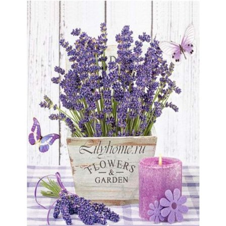 Diamantmålning DIY efter nummer-kit 5D Full Drill Vintage Lavendelblommor Rustika blommiga canvasbilder Konst och Cr