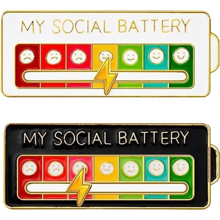2 kpl MY SOCIAL BATTERY, Hauska Sosiaalinen Tunnelma Rinnaneula 7 Päivälle, Pin Hauska Sosiaalinen Akku Rinnaneula Merkki Tunnelma Rinnaneula Merkki 