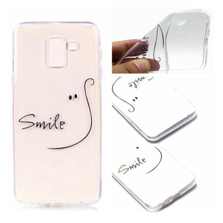 Samsung Galaxy J6 mobiletui i silikone- og plastik med printet mønster - "Smile" Transparent