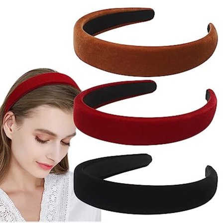 3 stk Fløyels Hodebånd for Kvinner, Bredt Hodebånd for Jenter og Kvinner, Hår A