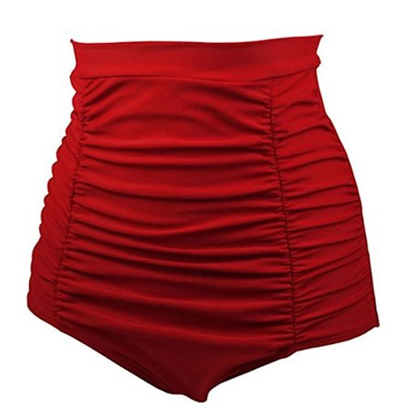 Damernas Rynkade Högmidjade Bikinitrosa Retro Vintage Bad