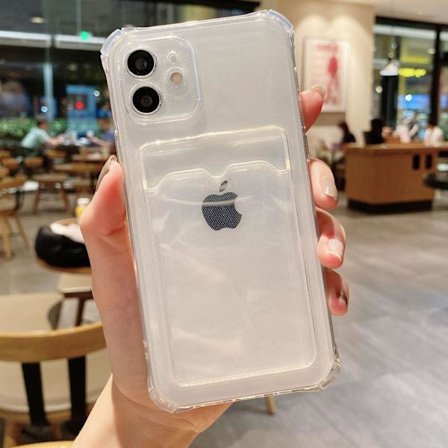 Skal för iPhone 17promax rak kant transparent rak kant transparent korthållare mjuk