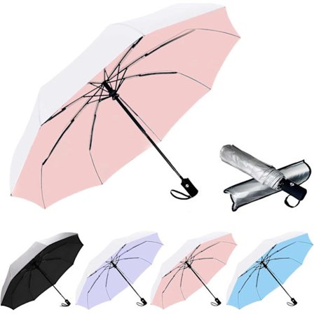 Vindtät reseparaply - Automatiska paraplyer för regn - Kompakt hopfällbart paraply, reseparaply kompakt, små bärbara vindtäta paraplyer