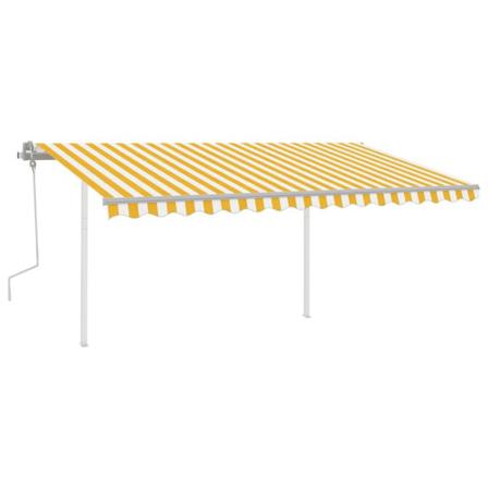 Vidaxl Markis Manuellt Infällbar Med Led 4x3,5 M Gul Och Vit Gul