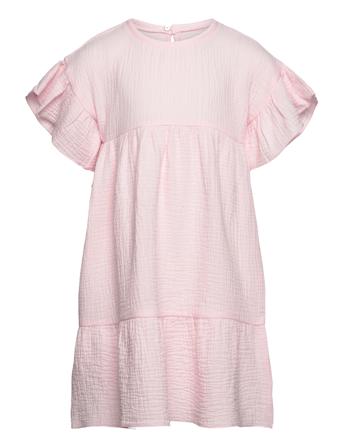Dress Ss Muslin Dresses & Skirts Dresses Casual Dresses Short-sleeved Casual Dresses Pink Huttelihut