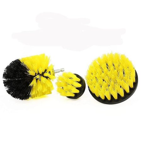Set 3 st elektrisk borr borste rengöring GUL PR Badrum Kök Hushållsverktyg Auto bil Badkar