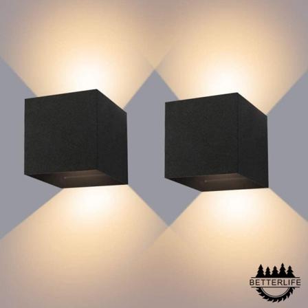 Seinävalot 12W, 2kpl 3000K LED ulko/sisäseinävalaisin, säädettävä ulkoseinävalaisin, vedenpitävä IP65 sisäseinä L