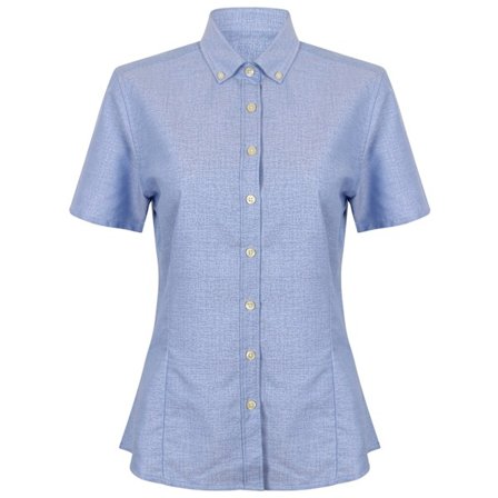 Henbury Dam/Damer Modern Kortärmad Oxford Skjorta 4XL Blå