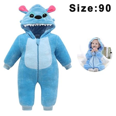 Bran Unisex Baby Romper Sød Varm Stitch Dyr Lange Ærmer Lynlås Tyk Fleece Efterår Vinter Børnetøj