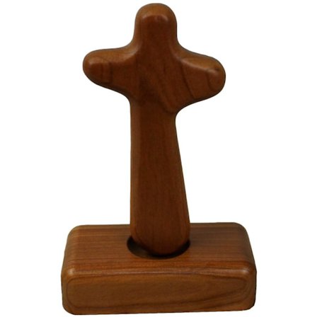 Stående Træ Korspynt Håndlavet Oliventræ Kors