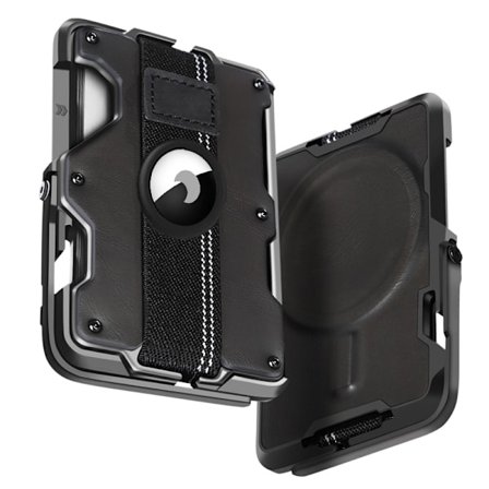 Unisex pung, Magsafe kortholder, Rfid-blokering med Air Tag beskyttelsesetuiholder (sort)